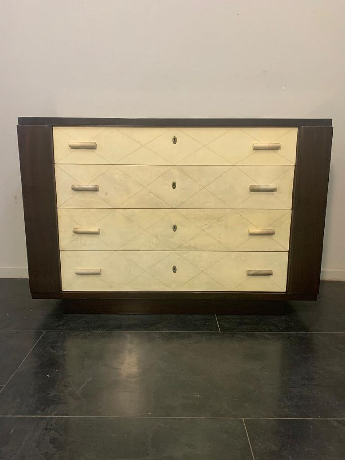 Art Deco Chest Of Drawers In Mahogany With Parchment Handles, 1940s photo Furniture