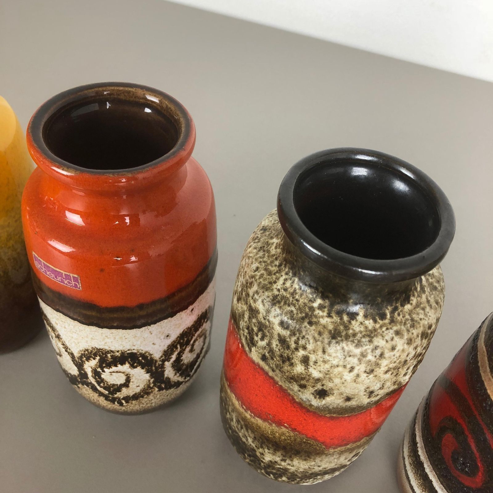 Set Of Four Vintage Pottery Fat Lava "213 20" Vases Made By Scheurich, Germany photo buy