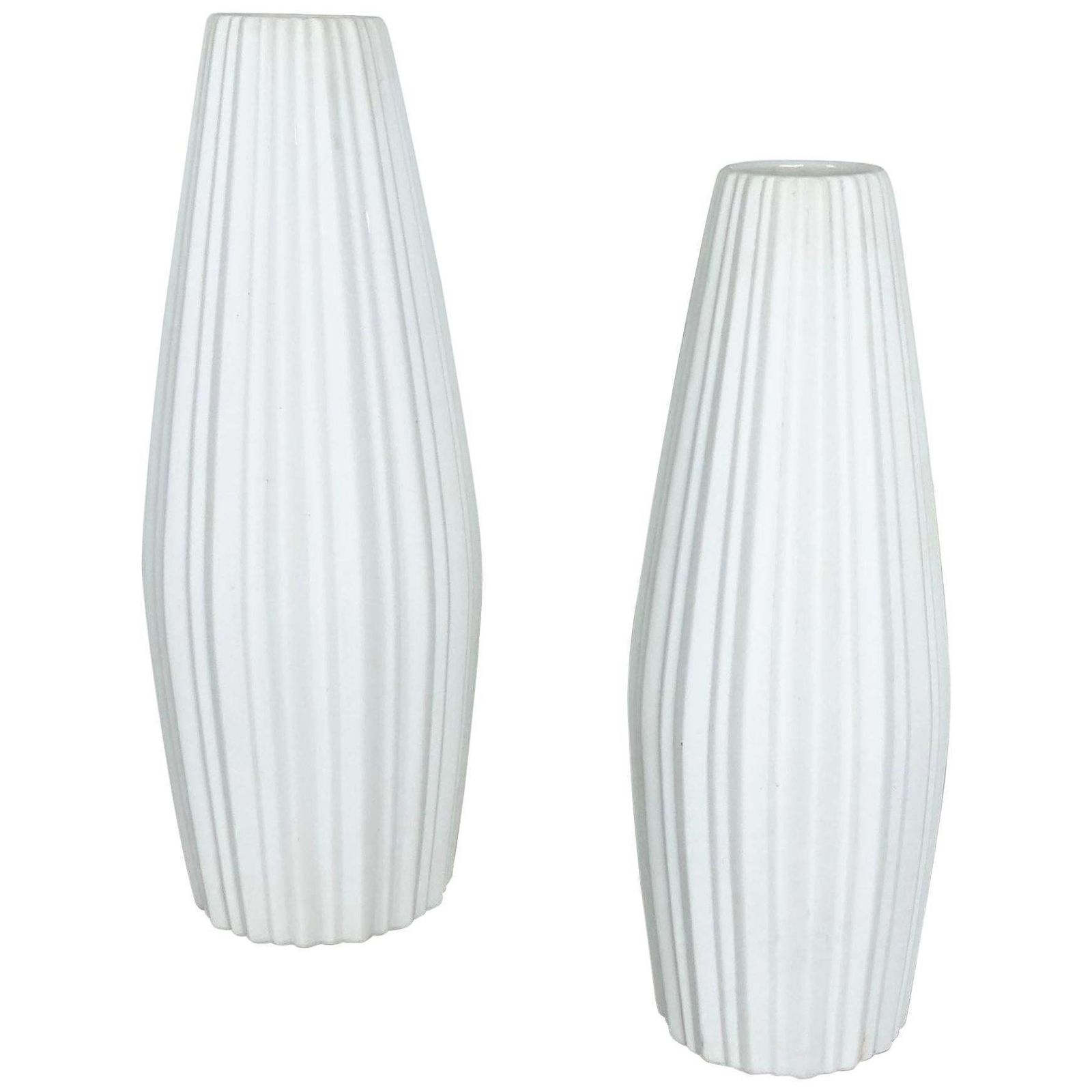 Set Of 2 Porcelain Op Art "Lines" Vase By Heinrich Selb, Germany, 1970s