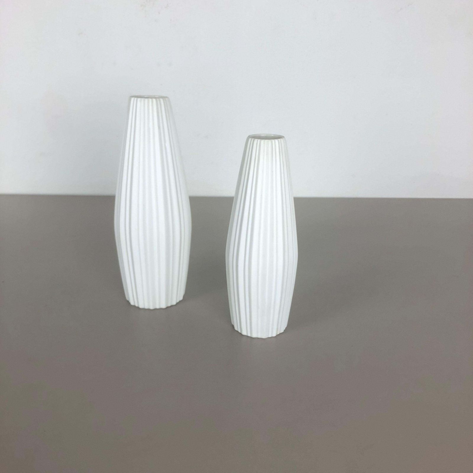 Set Of 2 Porcelain Op Art "Lines" Vase By Heinrich Selb, Germany, 1970s photo furniture