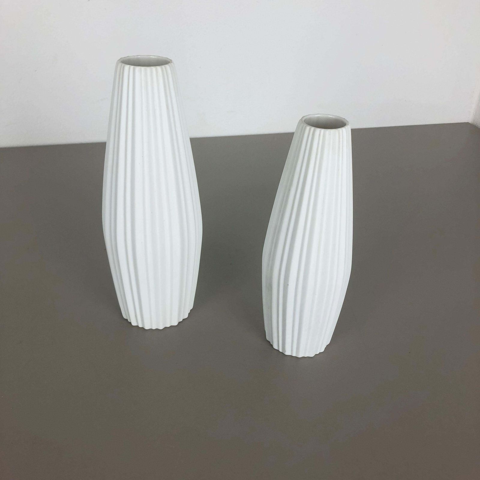 Set Of 2 Porcelain Op Art "Lines" Vase By Heinrich Selb, Germany, 1970s photo for sale