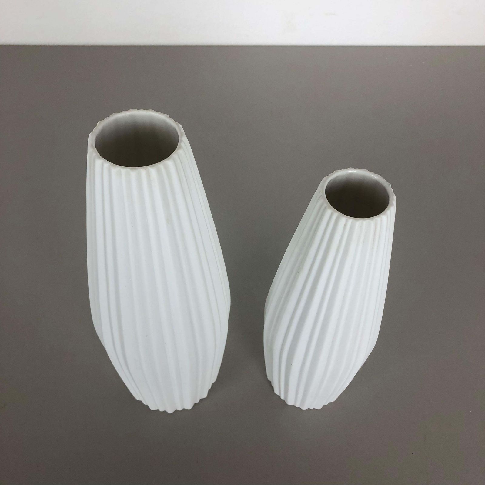Set Of 2 Porcelain Op Art "Lines" Vase By Heinrich Selb, Germany, 1970s photo 408.0