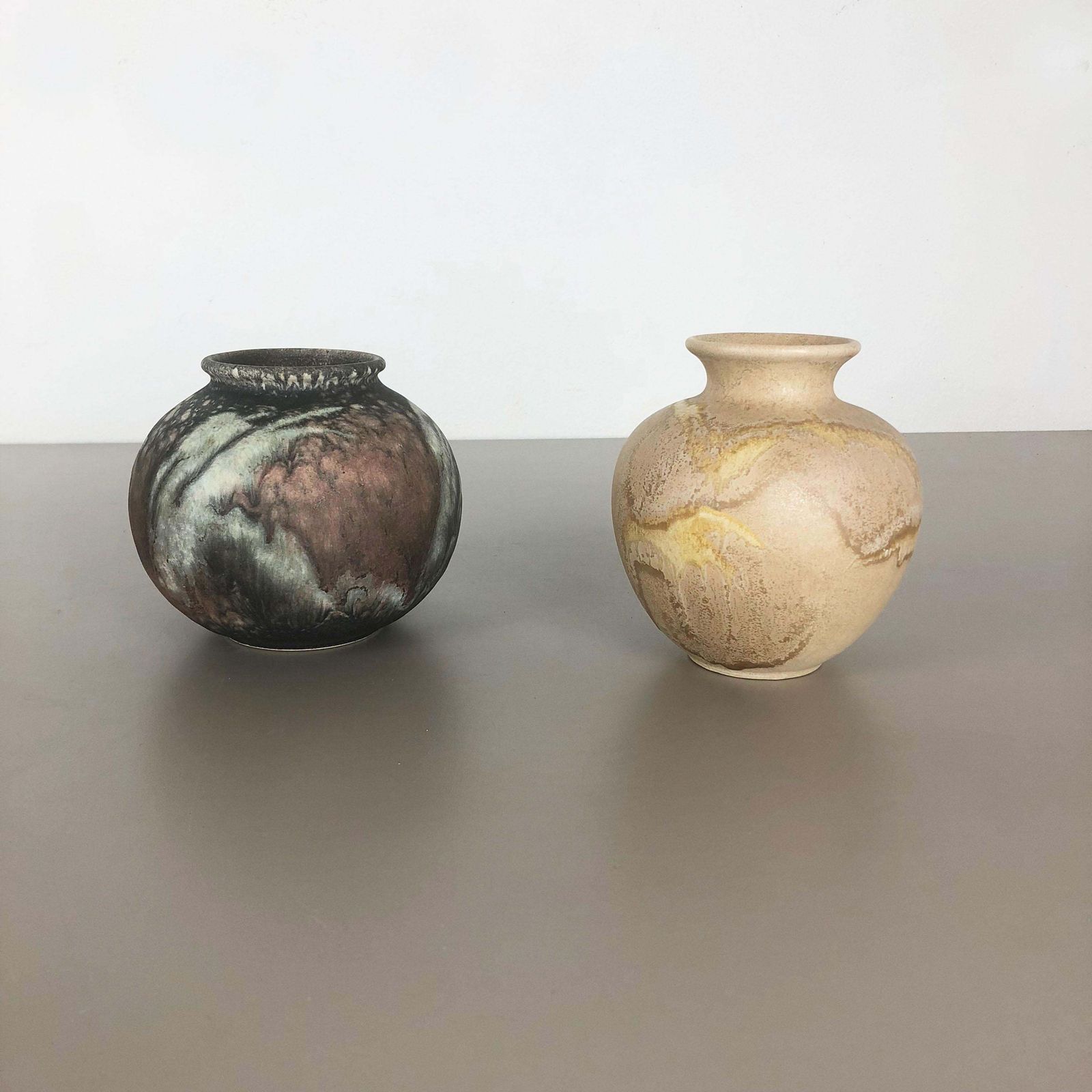 Set Of 2 Pottery Vases Fat Lava Abstract Designed By Ruscha, Germany, 1960s photo furniture