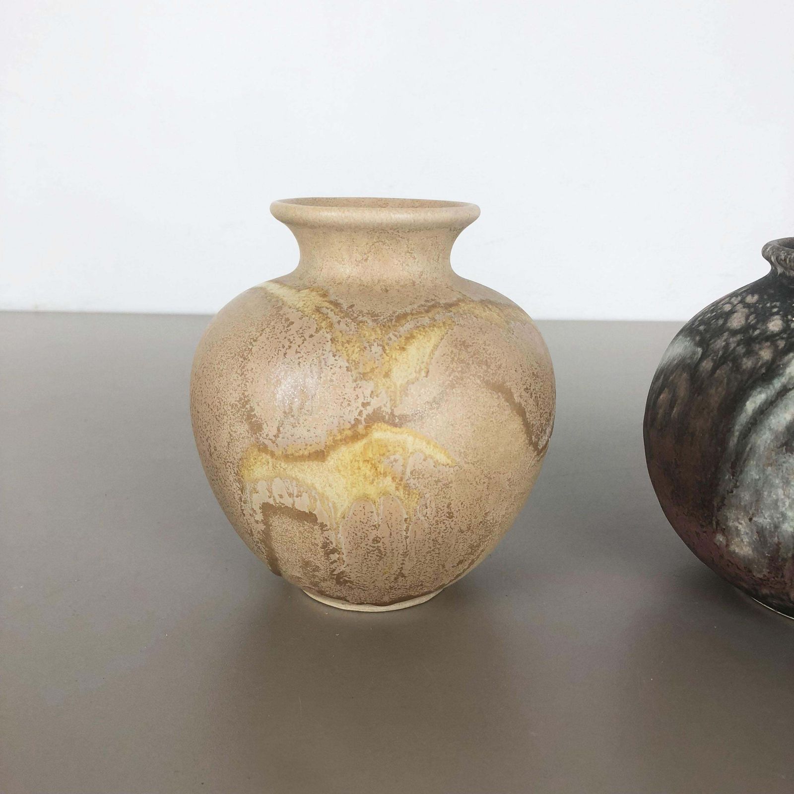 Set Of 2 Pottery Vases Fat Lava Abstract Designed By Ruscha, Germany, 1960s photo for sale