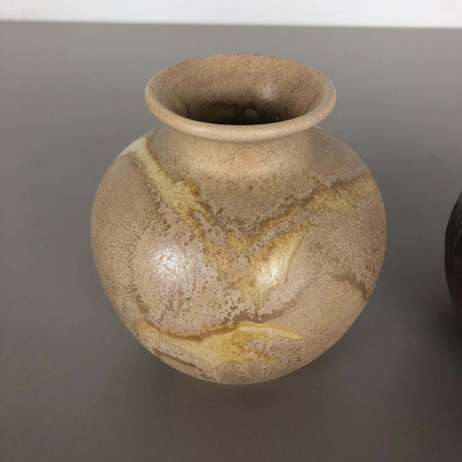Set Of 2 Pottery Vases Fat Lava Abstract Designed By Ruscha, Germany, 1960s photo Home Decor