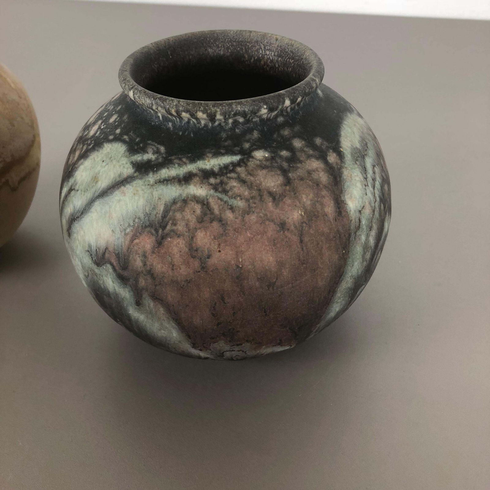 Set Of 2 Pottery Vases Fat Lava Abstract Designed By Ruscha, Germany, 1960s photo vinterior