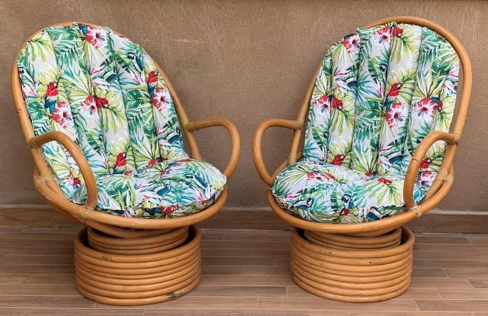 Italian Mid Century Modern Bamboo Set Of Lounge Patio With Settee And Rocking photo Garden Furniture