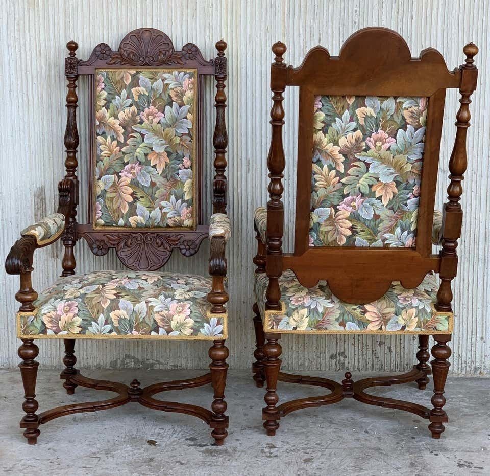 Louis XVI Style French Pair Of Carved Walnut Armchairs, 1900s photo Furniture