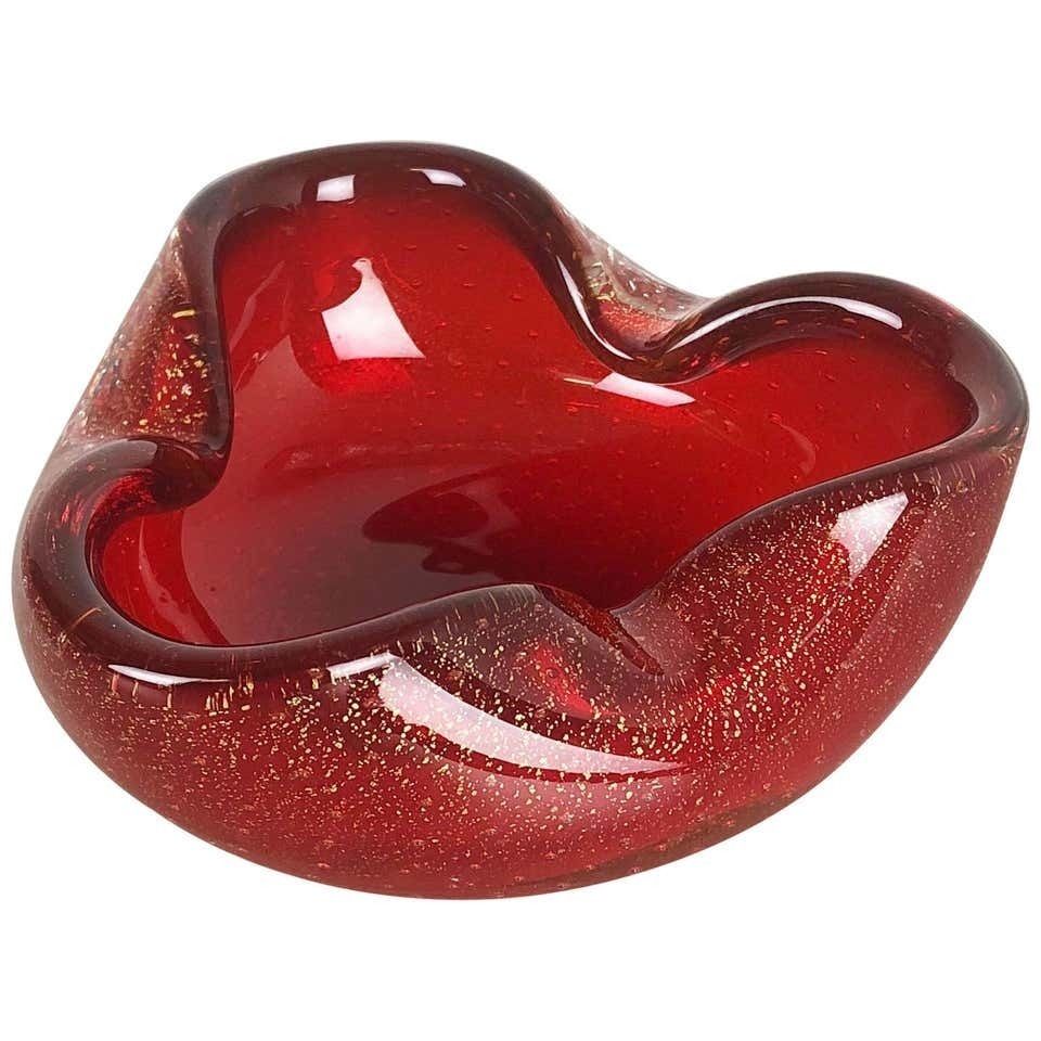 Large Murano Glass "Gold Dust" Bowl Element Shell Ashtray Murano, Italy, 1970s photo furniture