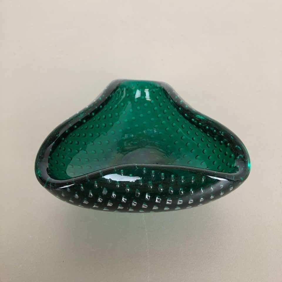 photo furniture Murano Glass Bullicante "Green" Bowl Element Shell Ashtray Murano, Italy, 1970s