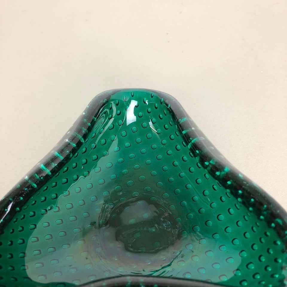 photo for sale Murano Glass Bullicante "Green" Bowl Element Shell Ashtray Murano, Italy, 1970s