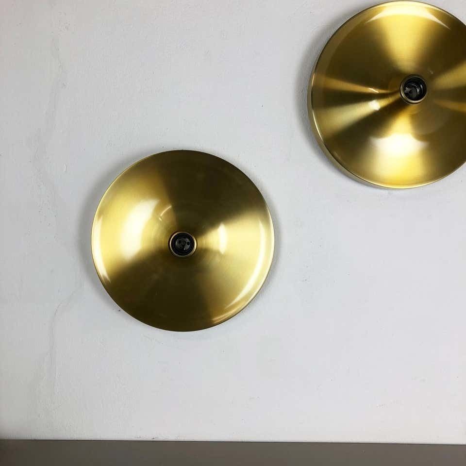Set Of Three Gold 1960s Charlotte Perriand Disc Wall Light By Honsel, Germany photo 2040.0