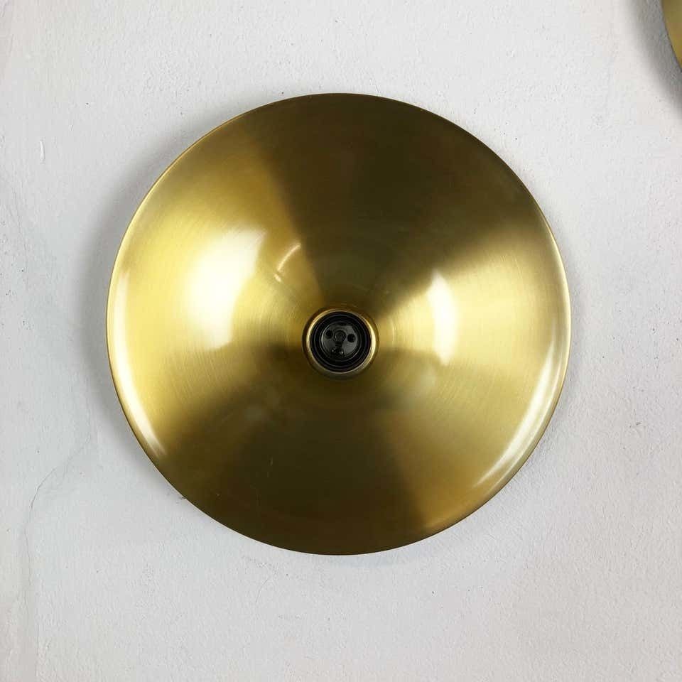 Set Of Three Gold 1960s Charlotte Perriand Disc Wall Light By Honsel, Germany photo vinterior