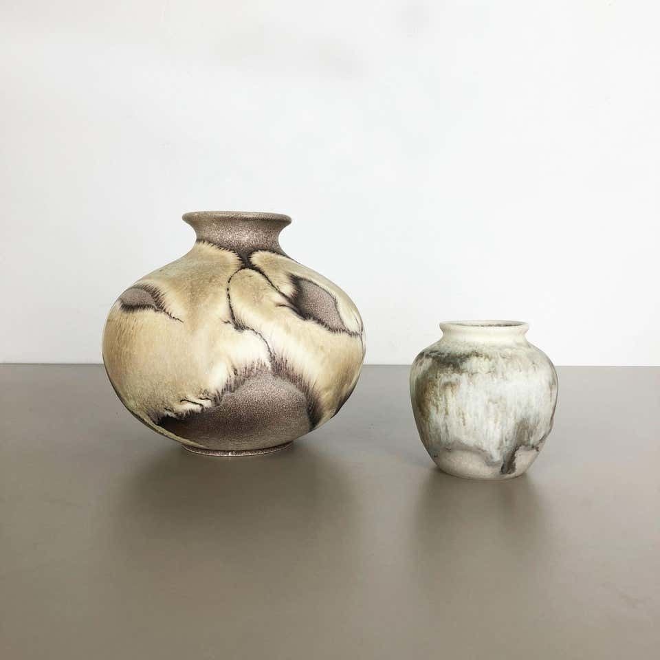 Set Of 2 Pottery Vases Fat Lava Abstract Designed By Ruscha, Germany, 1960s photo furniture