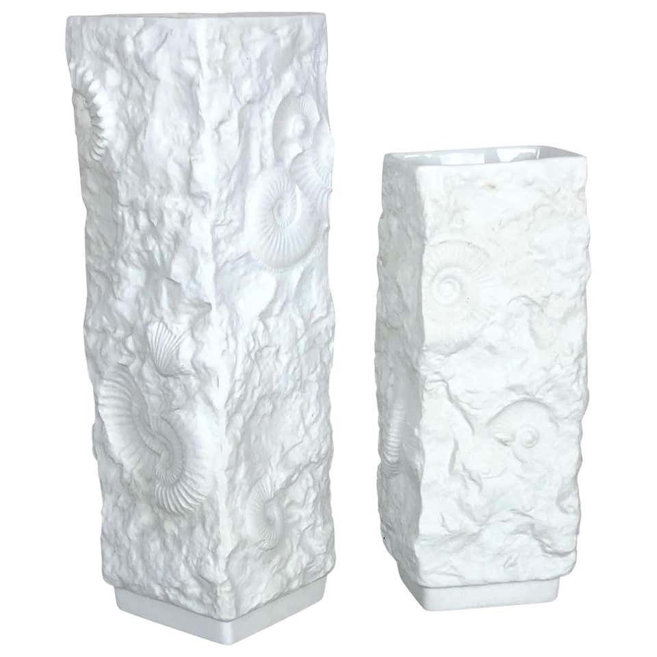 Set Of 2 Original 1970s Op Art Biscuit Porcelain Vase By Ak Kaiser, Germany