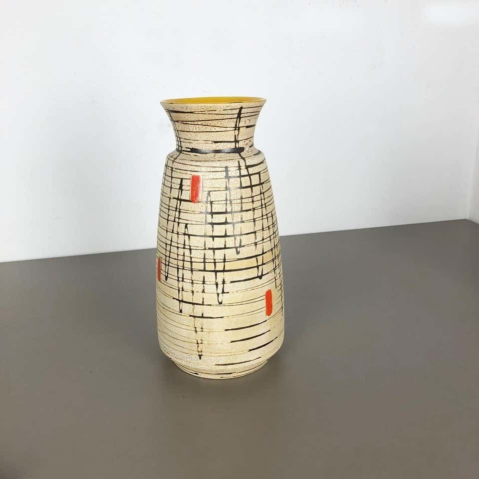 Large Op Art Abstract Pottery Floor Vase Made By Bay Ceramics, Germany, 1960s photo furniture