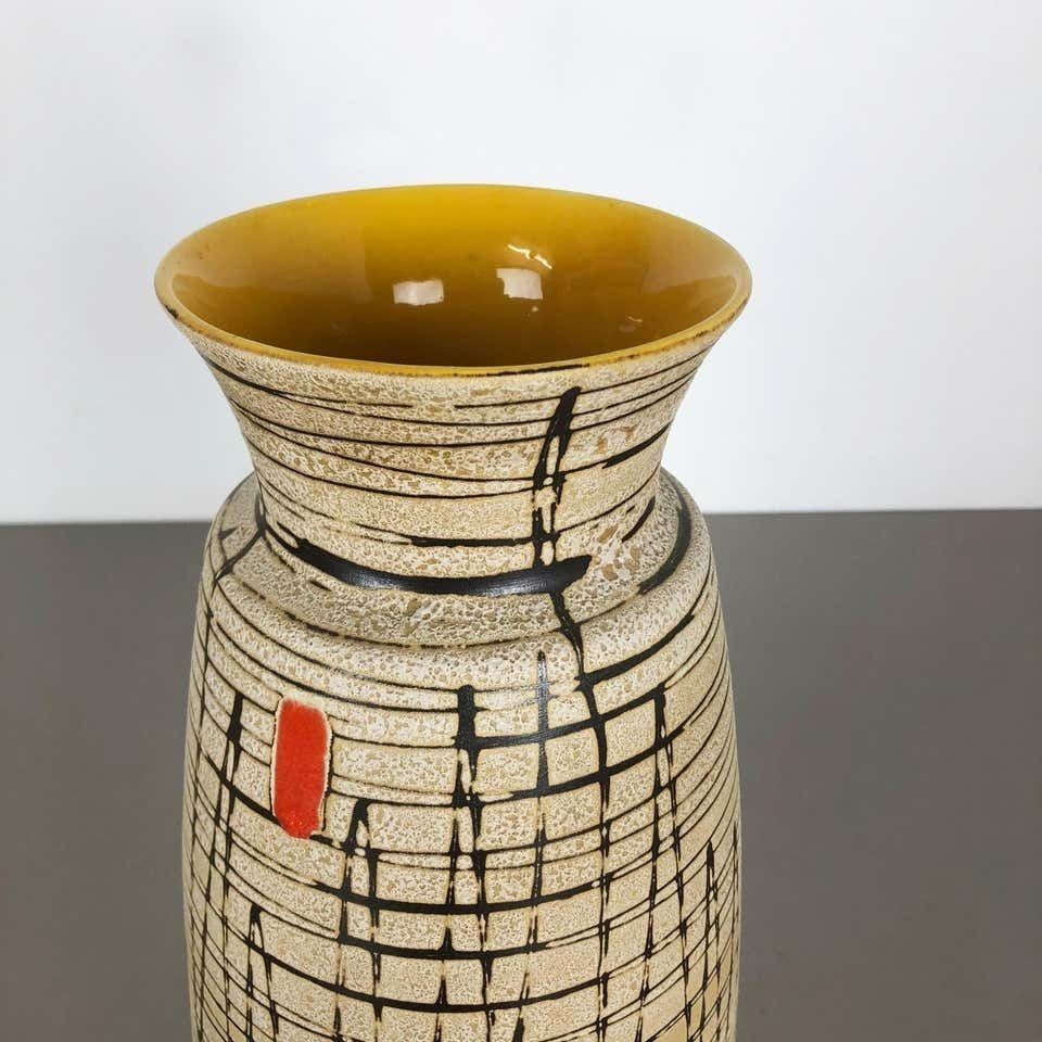 Large Op Art Abstract Pottery Floor Vase Made By Bay Ceramics, Germany, 1960s photo Home Decor