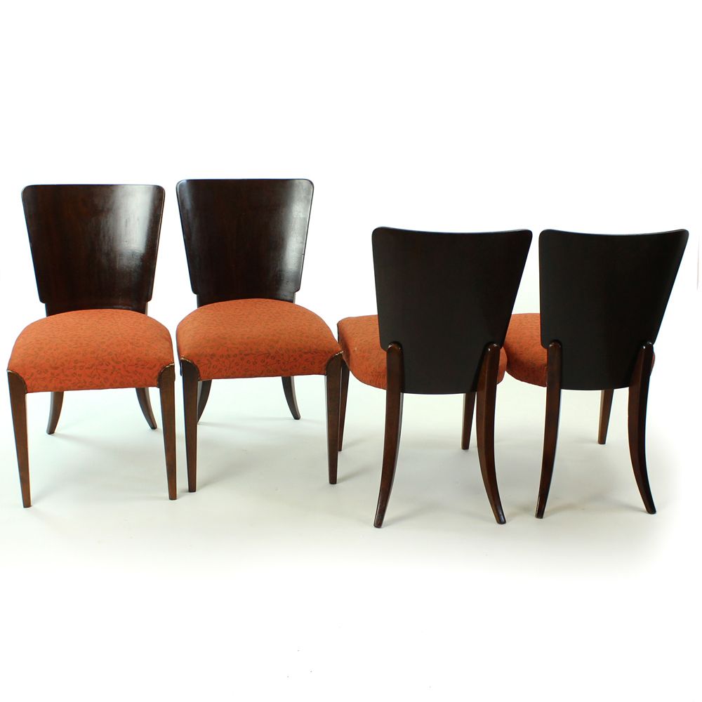 Set Of 4 Dining Chairs H 214 By Jindrich Halabala, Set Of Four, Czechoslovakia, 1930s