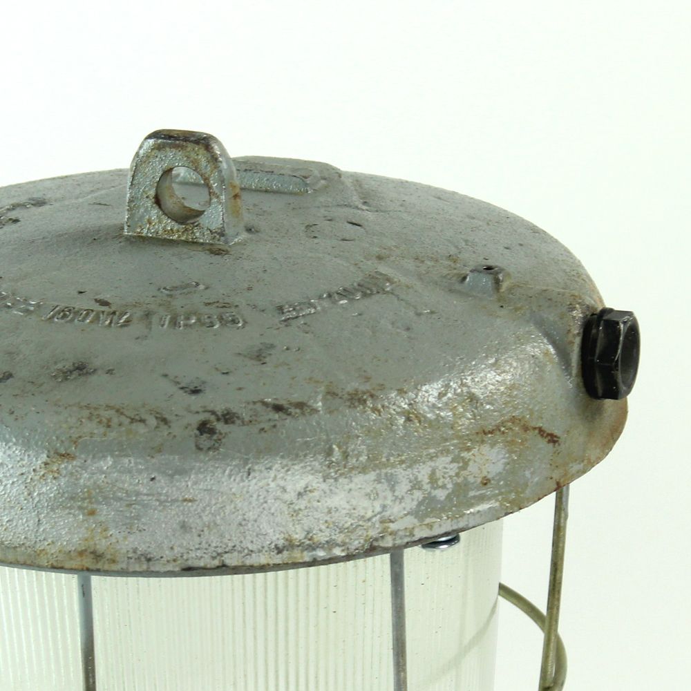 Industrial Ceiling Light In Metal And Glass, Czechoslovakia 1950s photo 309.0