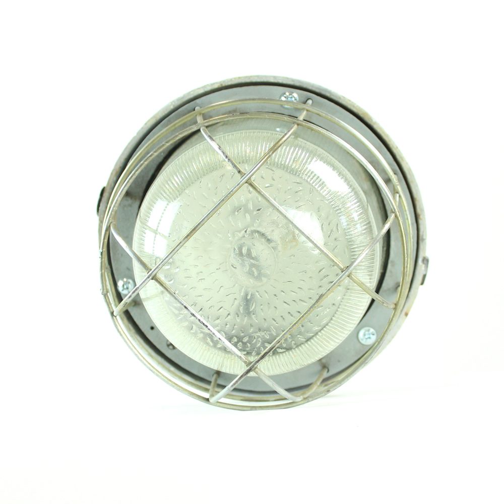 Industrial Ceiling Light In Metal And Glass, Czechoslovakia 1950s photo vinterior