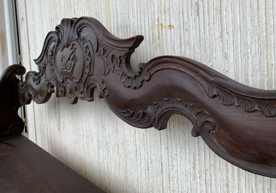 Banc français en chêne sculpté à la main, XIXe siècle photo Mobilier de jardin