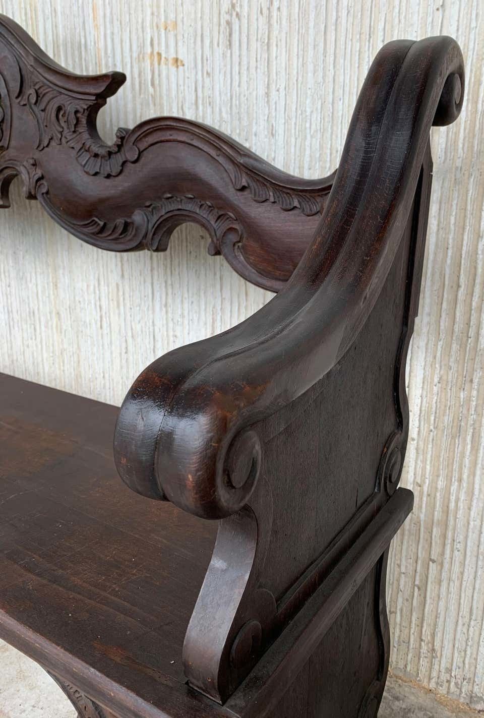 Banc français en chêne sculpté à la main, XIXe siècle photo buy