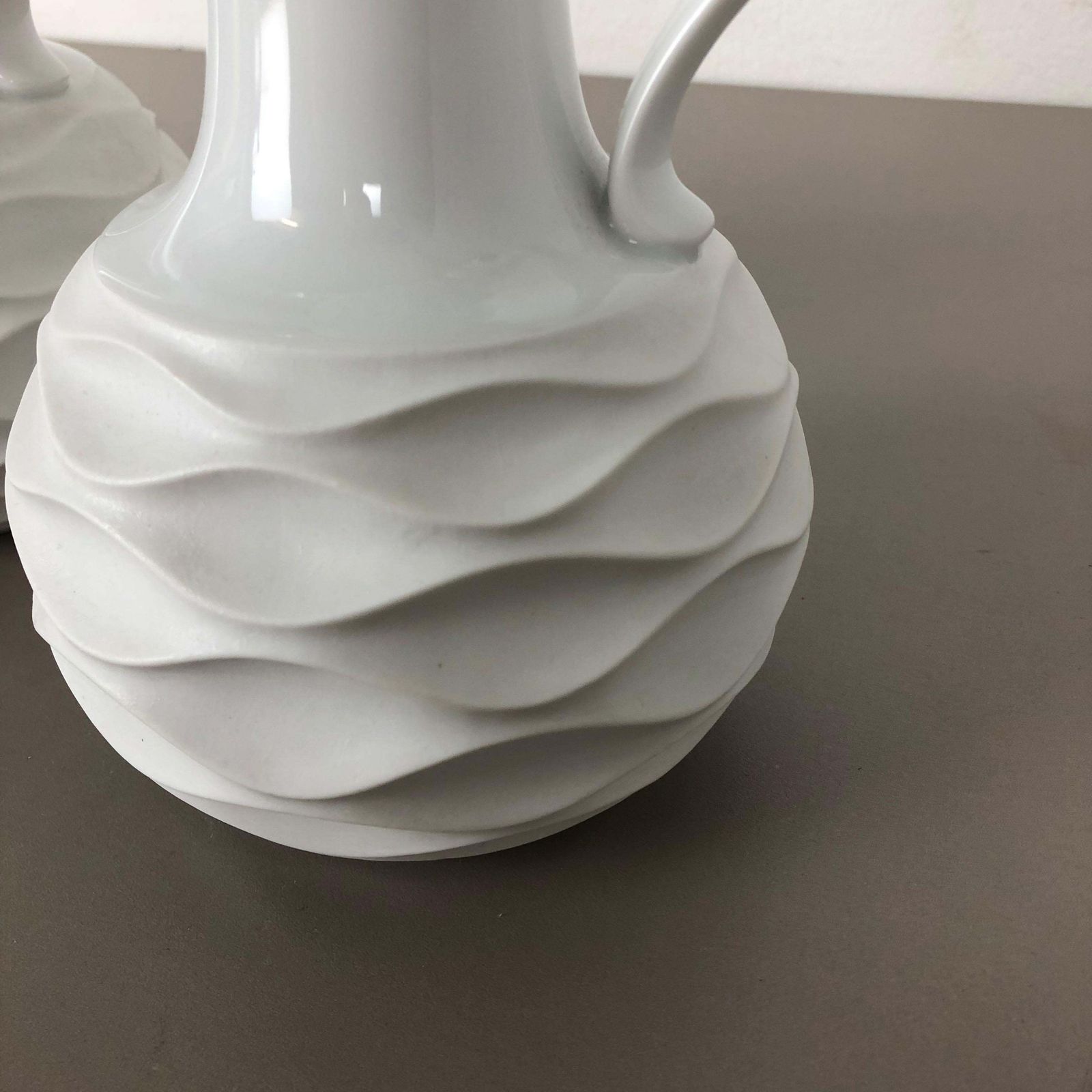photo furniture Set Of 2 Op Art Biscuit Porcelain Jug Vases By Edelstein Bavaria, Germany, 1970s
