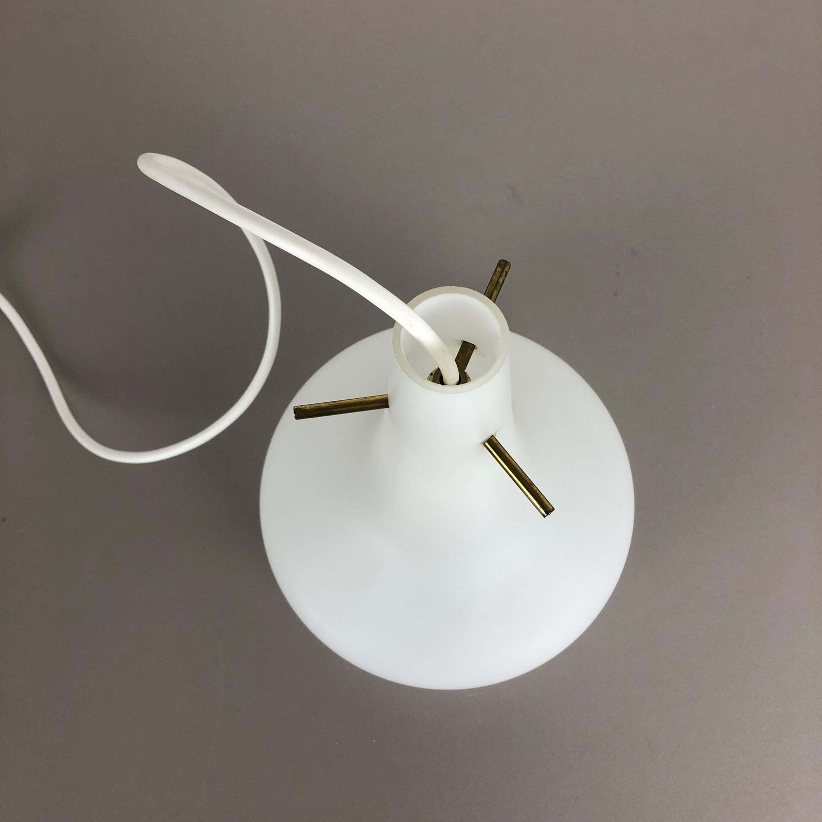 Original Midcentury Stilnovo Style Opal Glass Tube Hanging Light, Italy, 1950 photo Lighting