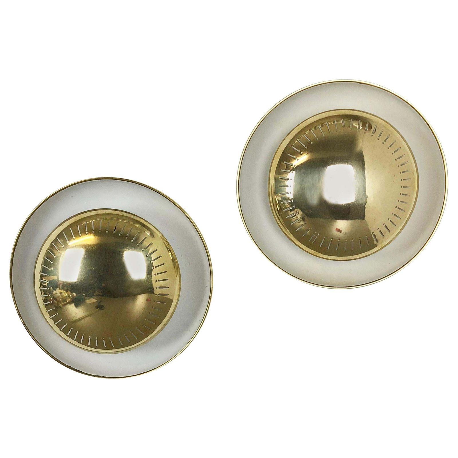 Set Of Two Modernist Stilnovo Style Brass Metal Sconces Wall Light, Italy, 1950s photo furniture