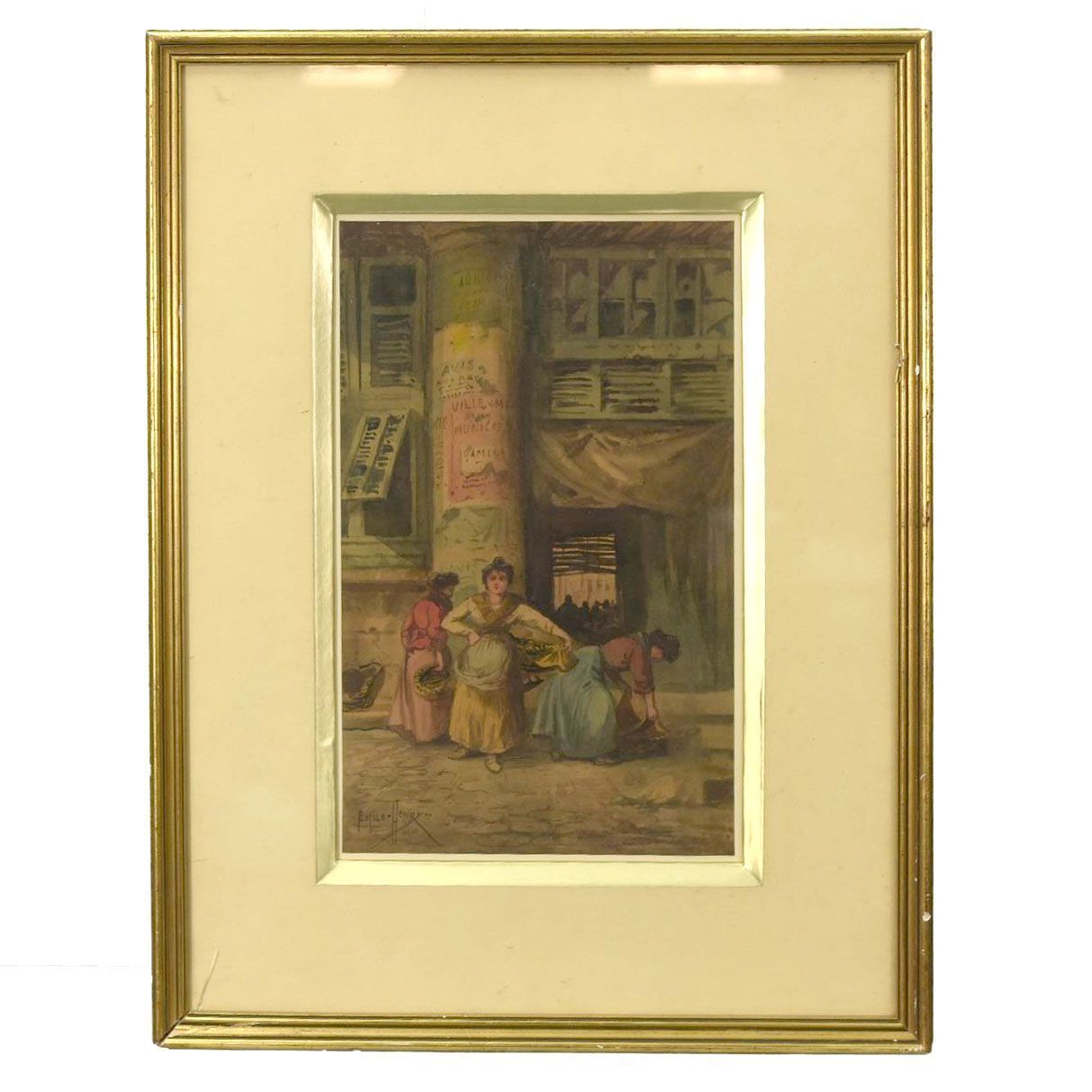 Marseillaise Street Scene Painted In Watercolor By émile Henry Marseille