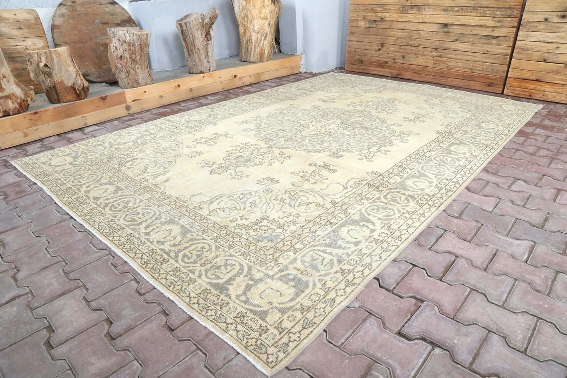 Large Rug, Turkish Rug, Wool Rug, Vintage Rug, Oushak Rug, Decorative Rug, Bohemian Rug, Area Rug, Handmade Rug, Floor Rug, Carpet Rug photo for sale