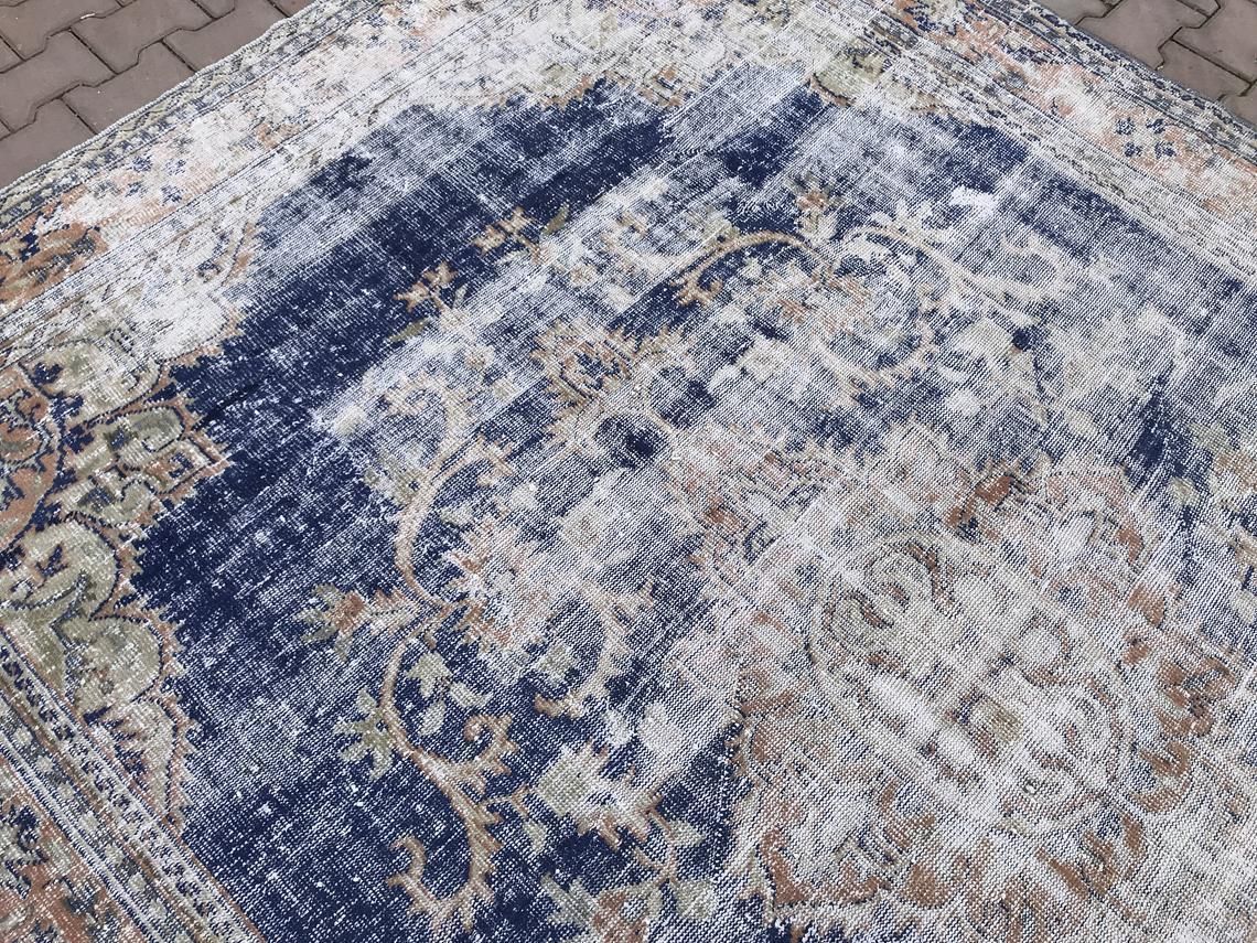 7'4''X9'8''Navy Blue Rug,Oushak Rug,Turkish Rug,Special Rug,Handwoven Rug,Wool Rug,Tribal Rug,Area Rug,Anatolian Rug,Antique Rug,Knot Rug photo buy