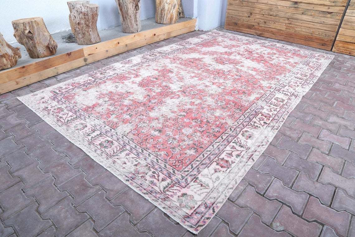 Anatolian Rug, Turkish Rug, Wool Rug, Vintage Rug, Oushak Rug, Decorative Rug, Bohemian Rug, Area Rug, Handmade Rug, Floor Rug, Fadet Rug photo Textiles