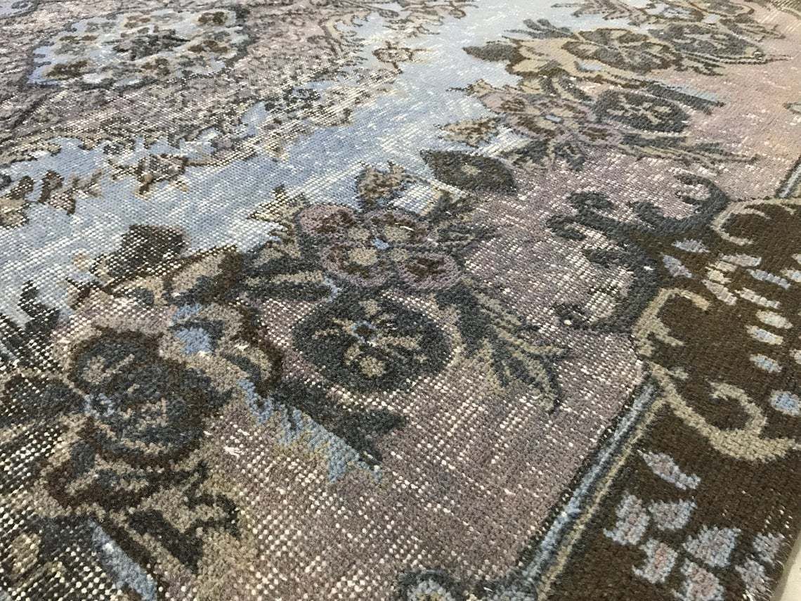 Overdyed Rug,Turkish Rug,5'8''X9'7''Rug,Oushak Rug,Anatolian Rug,Home Living,Old Rug,Light Blue Rug,Design Rug,Special Rug,Decor Rug,Carpet photo 539.0