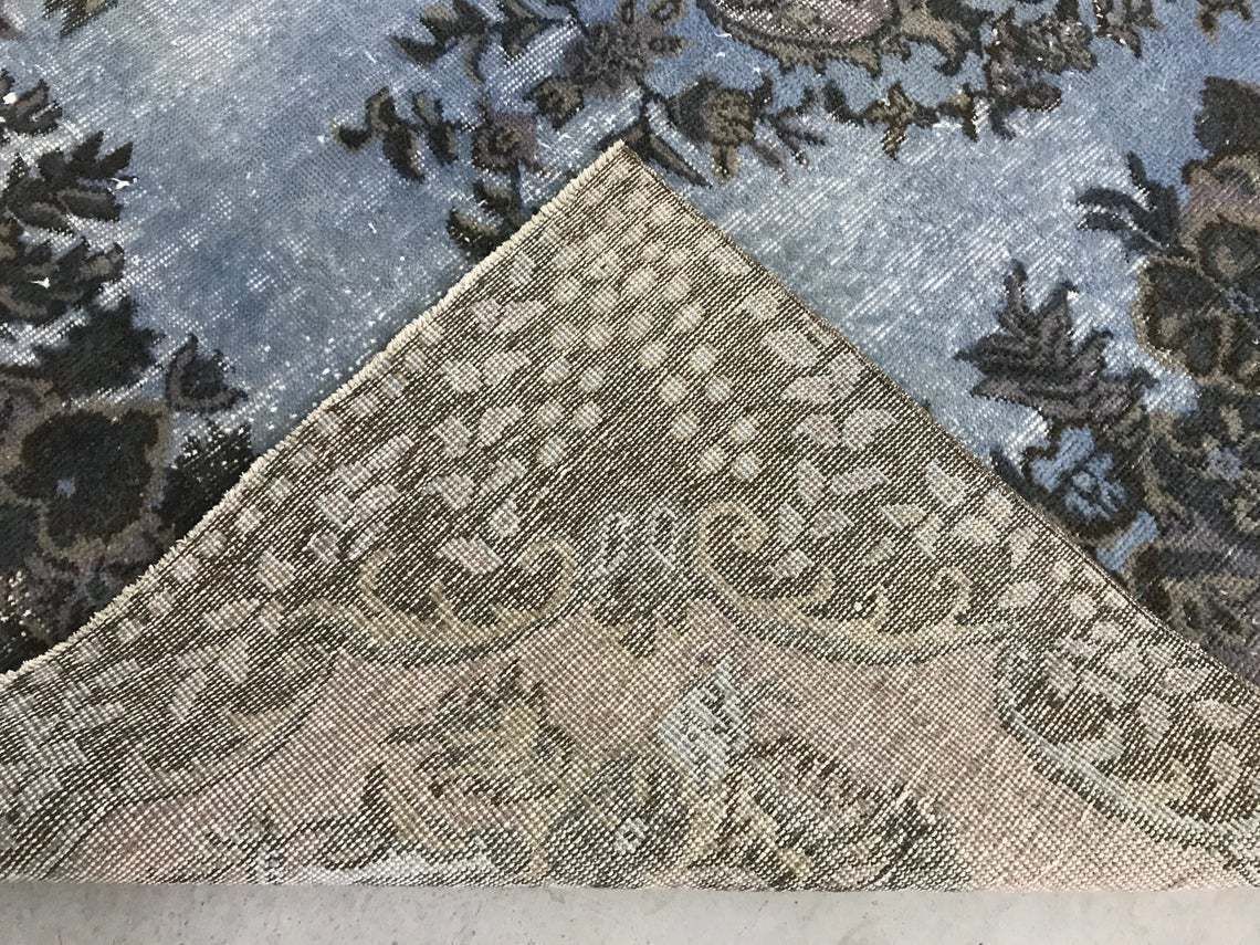 Overdyed Rug,Turkish Rug,5'8''X9'7''Rug,Oushak Rug,Anatolian Rug,Home Living,Old Rug,Light Blue Rug,Design Rug,Special Rug,Decor Rug,Carpet photo vinterior