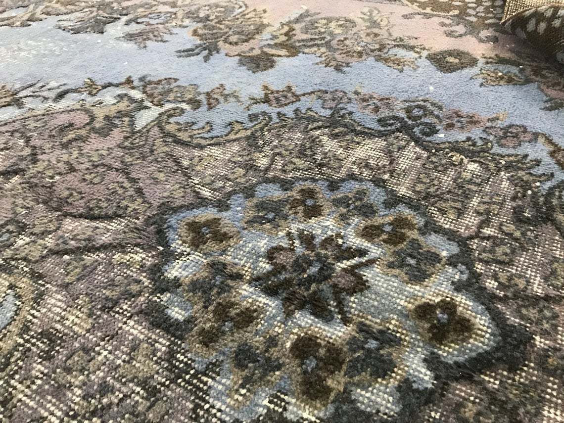 Overdyed Rug,Turkish Rug,5'8''X9'7''Rug,Oushak Rug,Anatolian Rug,Home Living,Old Rug,Light Blue Rug,Design Rug,Special Rug,Decor Rug,Carpet photo vintage