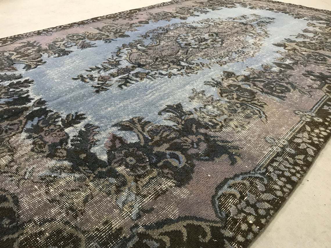 photo furniture Overdyed Rug,Turkish Rug,5'8''X9'7''Rug,Oushak Rug,Anatolian Rug,Home Living,Old Rug,Light Blue Rug,Design Rug,Special Rug,Decor Rug,Carpet