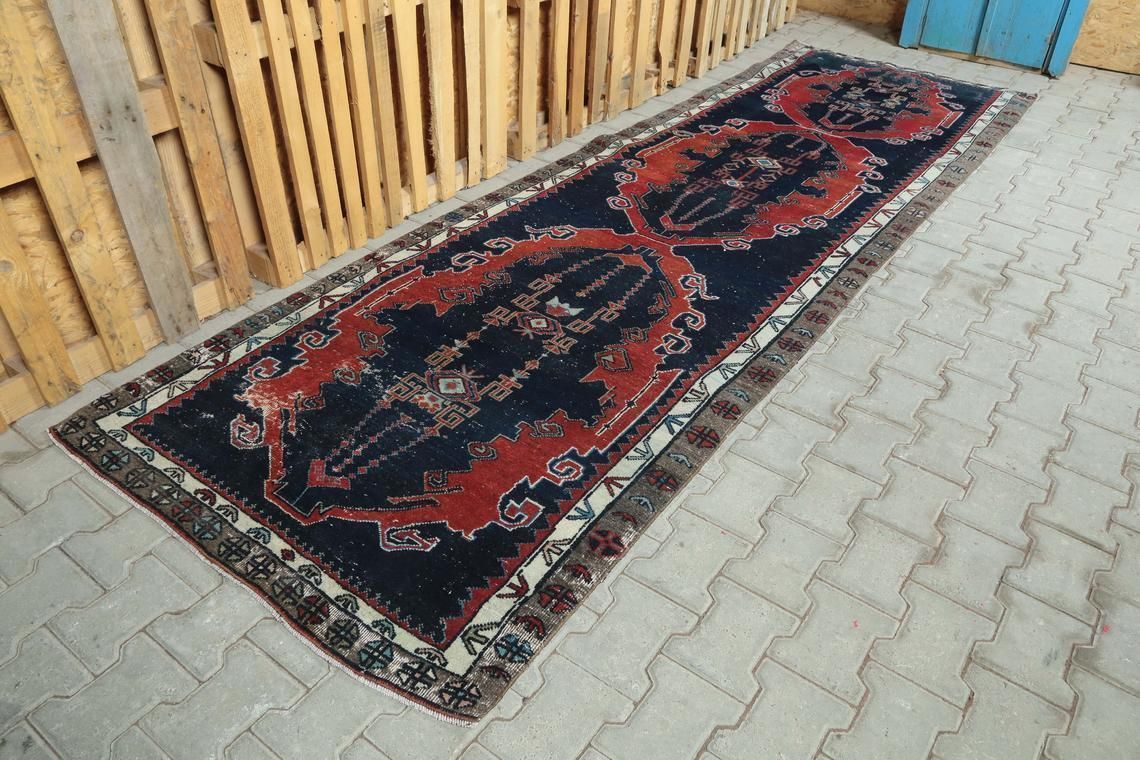 4 X 12 Ft, Wide Runner, Turkish Runner Rug, Anatolian Runner, Handmade Runner Rug, Vintage Runner Rug, Oushak Runner Rug, Hallway Rug