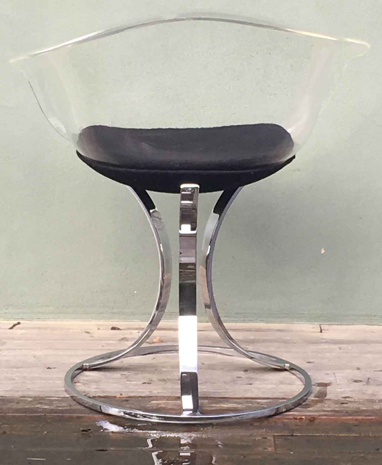 Rare Clear Acrylic And Chrome Chair By Peter Hoyte photo for sale