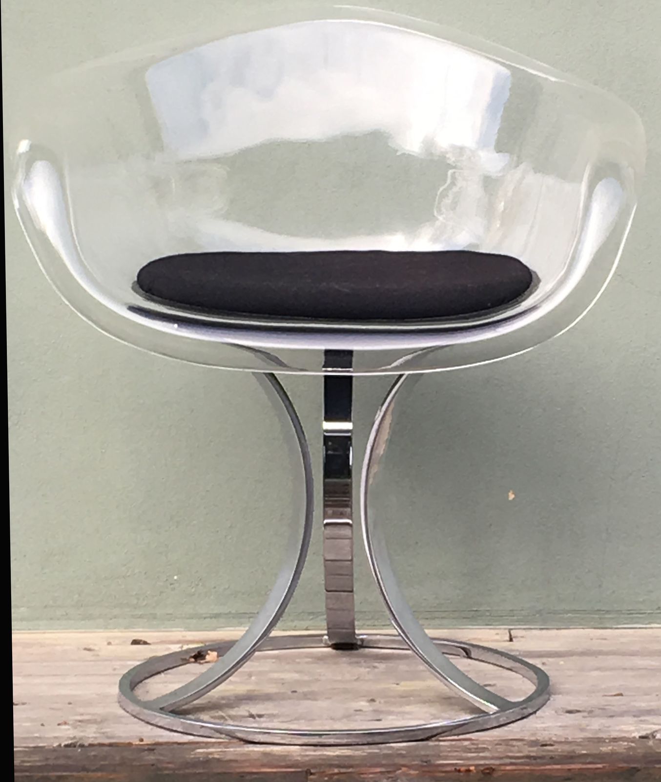 Rare Clear Acrylic And Chrome Chair By Peter Hoyte photo vinterior