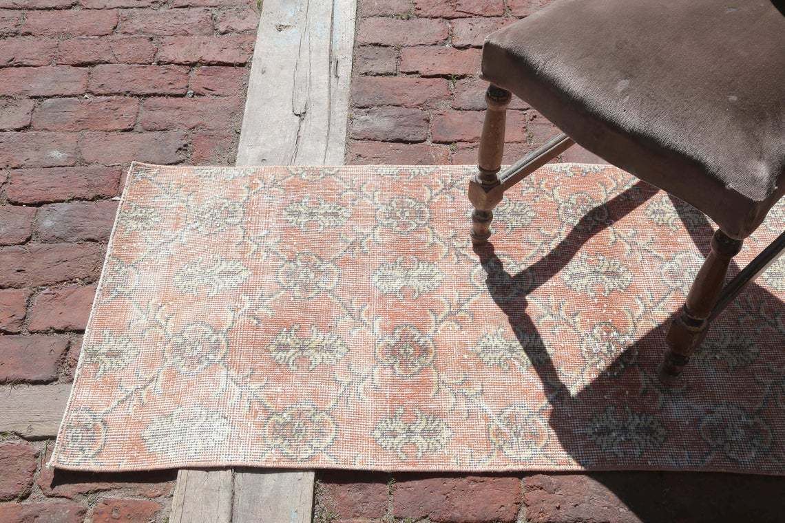 Narrow Runner Rug, Turkish Runner Rug, Vintage Runner Rug, Oushak Runner Rug, Handmade Runner Rug, Bohemian Runner Rug photo for sale