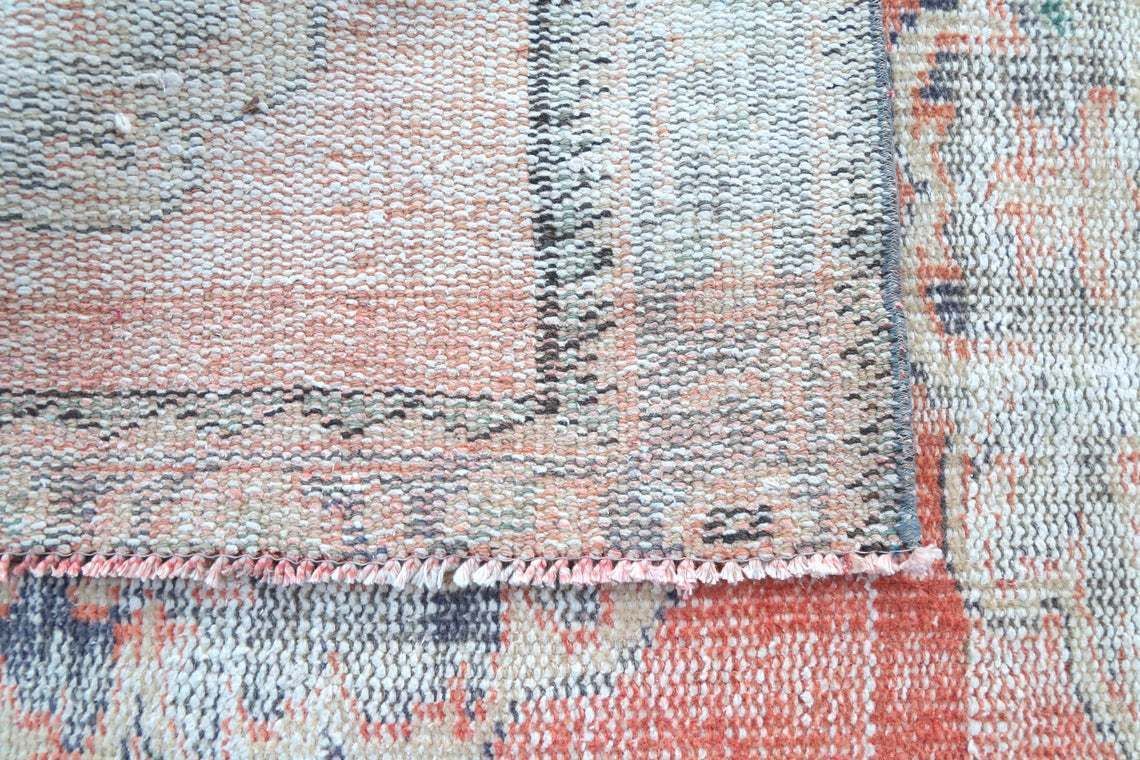 photo for sale Handmade 2’9” X 10’3” Turkish Runner Rug Boho Decor Farmhouse Decor Hand Knotted Hallway Herki Floral Runner Rug Red Purple Green Leaves