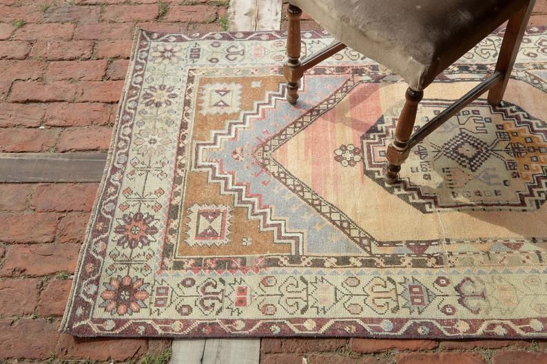 Turkish Rug, Oushak Rug, Oriental Rug, Vintage Rug, Anatolian Rug, Decorative Rug, Area Rug, Handmade Rug, Bohemian Rug photo furniture