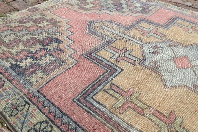 Turkish Rug, Vintage Rug, Anatolian Rug, Oushak Rug, Oriental Rug, Decorative Rug, Area Rug, Handmade Rug, Bohemian Rug photo vinterior