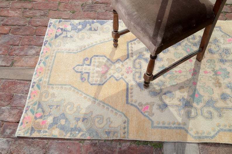 Decorative Rug, Oushak Rug, Bohemian Rug, Vintage Rug, Anatolian Rug, Turkish Rug, Area Rug, Oriental Rug, Handmade Rug photo furniture