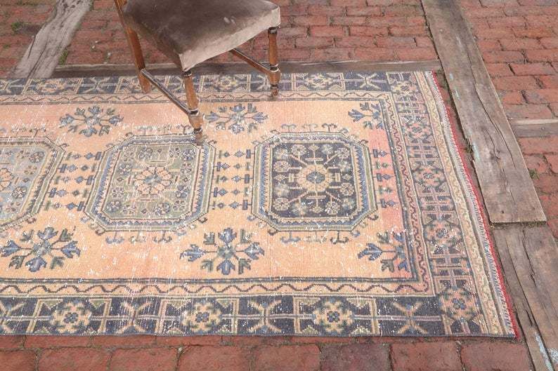 Antique Runner Rug, Wide Runner Rug, Vintage Runner Rug, Bohemian Runner Rug, Oushak Runner Rug, Hallway Rug, Turkish Runner Rug photo for sale