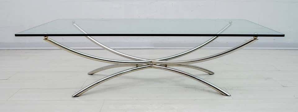 Mid Century Modern Italian Chrome And Crystal Coffee Table, 1970s photo furniture