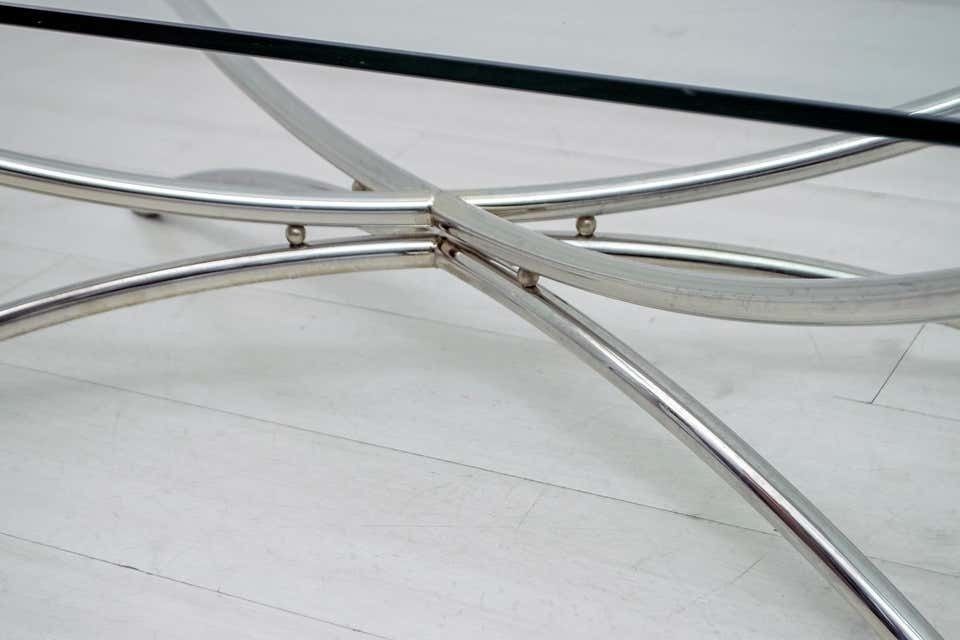Mid Century Modern Italian Chrome And Crystal Coffee Table, 1970s photo vinterior