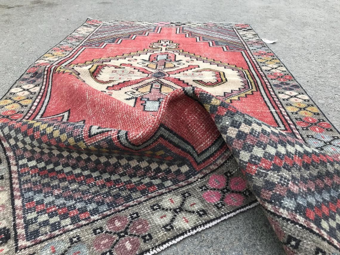 3'4x6'2 Ft,Dıstressed Anatolian Rug,Rug Vintage,ınterior Desing,Bohemian Rug,Oushak Rug,Carpet Rug Handmade,Wool Rug,Decorative Rug,Alfombra photo 256.0
