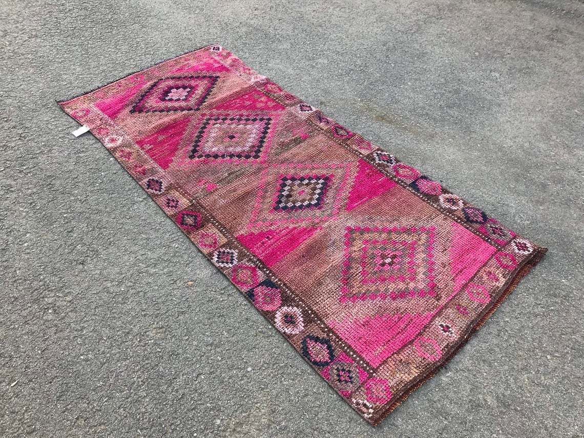 photo for sale Turkish Pink 6'6x2'9 Ft,Runner Rug,Runner Rug,Oushak Runner,Wool Rug,Home Decor,Anatolian Runner,Turkish Rug,Bohemian Rug,Area Rug,Special
